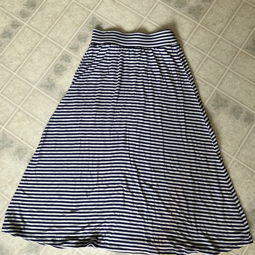 Cat & Jack Blue White Striped Chevron Maxi Skirt medium 7 / 8 Modest Casual